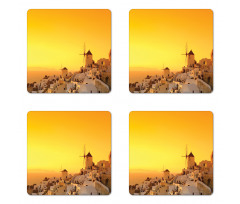 Sunset Santorini Vacation Coaster Set Of Four