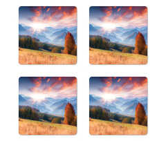 Colorful Fall Scene Coaster Set Of Four