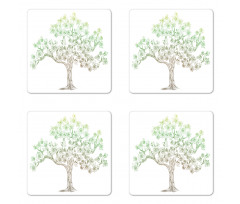 Doodle Style Oak Foliage Coaster Set Of Four