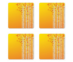 Autumn Season Birch Foliage Coaster Set Of Four