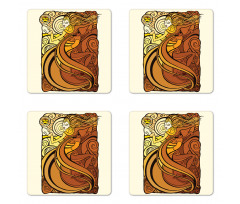 Woman with Sun Coaster Set Of Four