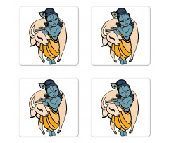 Ancient Character Playing Coaster Set Of Four