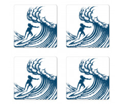 Riding a Big Wave Art Coaster Set Of Four