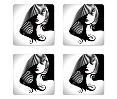 Abstract Glamor Woman Coaster Set Of Four