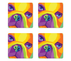 Abstract Vibrant Face Coaster Set Of Four