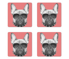 Dog Sketch Sunglasses Coaster Set Of Four