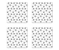 Monochrome Sketch Faces Coaster Set Of Four