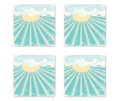 Sun Rays Clouds Coaster Set Of Four