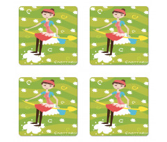 Girl on an Arrow Coaster Set Of Four