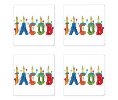 Colorful Name Coaster Set Of Four