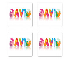 Colorful Puzzle Style Letters Coaster Set Of Four