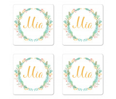 Frame of Flowers Ferns Coaster Set Of Four