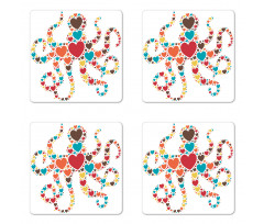 Shape with Hearts Love Coaster Set Of Four