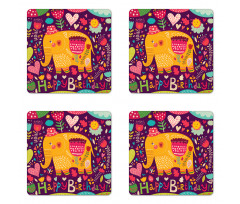 Doodle Birthday Animal Coaster Set Of Four