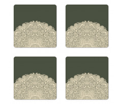 Floral Half Mandala Coaster Set Of Four