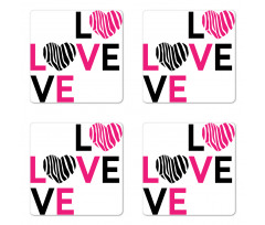 Zebra Stripes Hearts Coaster Set Of Four