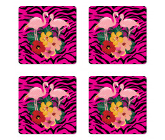 Exotic Flamingo Boho Coaster Set Of Four