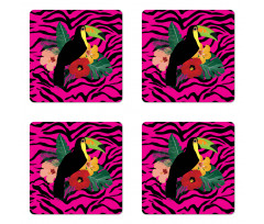 Toucan Bird Plants Coaster Set Of Four