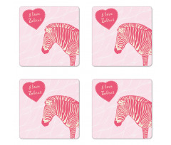 I Love Zebras Words Coaster Set Of Four