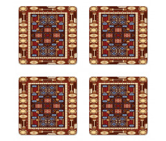 Oriental Rhombus Design Coaster Set Of Four