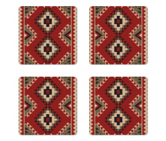 Afghan Style Motifs Coaster Set Of Four