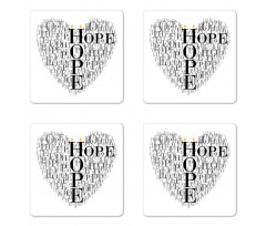 Heart Shaped Hope Word Coaster Set Of Four