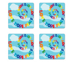 Love Hope Peace Joy Words Coaster Set Of Four