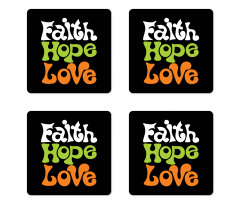 Vintage Faith Love Words Coaster Set Of Four