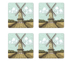 Windmill and Farmland Coaster Set Of Four