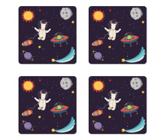 Astronaut Deer in Space Coaster Set Of Four