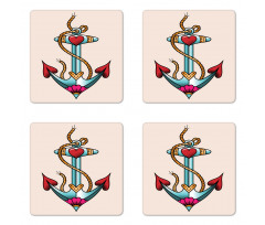 Nautical Rope and Hearts Coaster Set Of Four