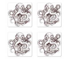 Octopus Tattoo Design Coaster Set Of Four