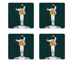 Hitchhiking Astronaut Coaster Set Of Four