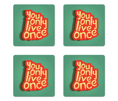 Retro Inspirational Words Coaster Set Of Four