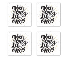 Hand Drawn Popular Words Coaster Set Of Four