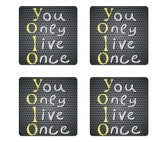 Modern Freedom Slogan Coaster Set Of Four