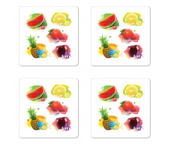 Colorful Summer Food Coaster Set Of Four