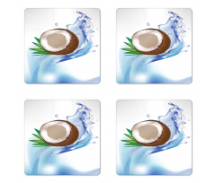 Broken Coconut and Leaves Coaster Set Of Four