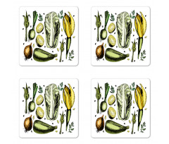 Vegan Diet Theme Coaster Set Of Four