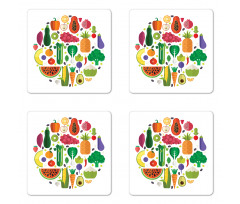 Yummy Food Circle Coaster Set Of Four