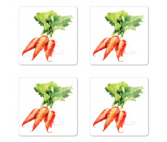 Watercolor Carrot Coaster Set Of Four