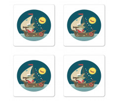 Wolf Captain Boat Coaster Set Of Four