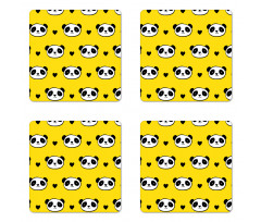 Smiling Panda Faces Coaster Set Of Four