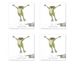 Happy Jumping Toad Humor Coaster Set Of Four