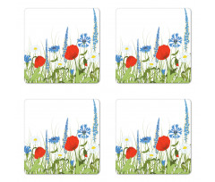 Bloomed Poppy Flowers Coaster Set Of Four