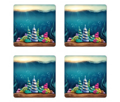 Turritella Communis Houses Coaster Set Of Four