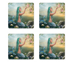 Mermaid and Magnolias Coaster Set Of Four