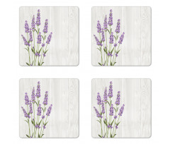 Herbal Bouquet on Wood Coaster Set Of Four