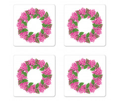 Pink Blossoms Wreath Coaster Set Of Four