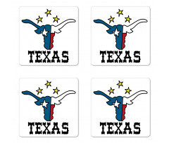 Buffalo Head Flag Coaster Set Of Four